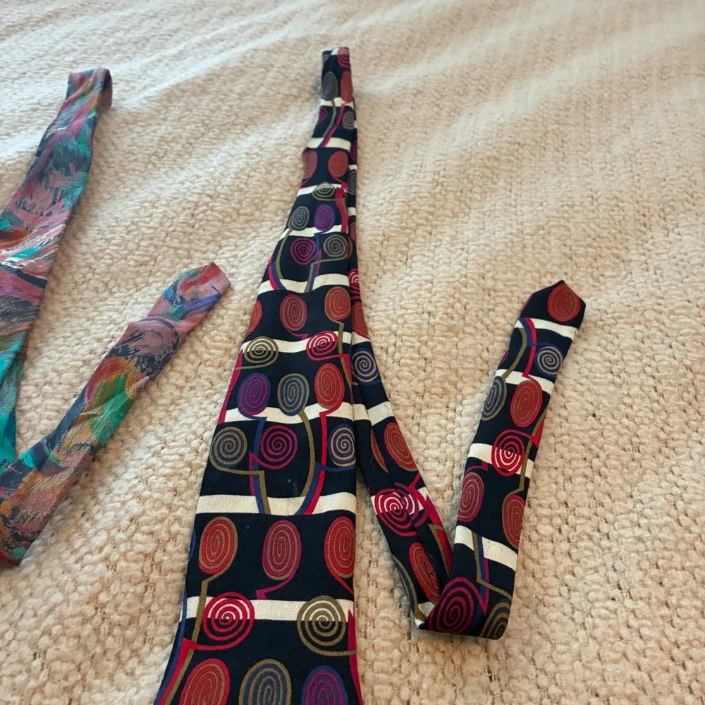 Vintage Abstract Painterly Necktie lot 3 Mens OS Multicolored Art Teacher Office